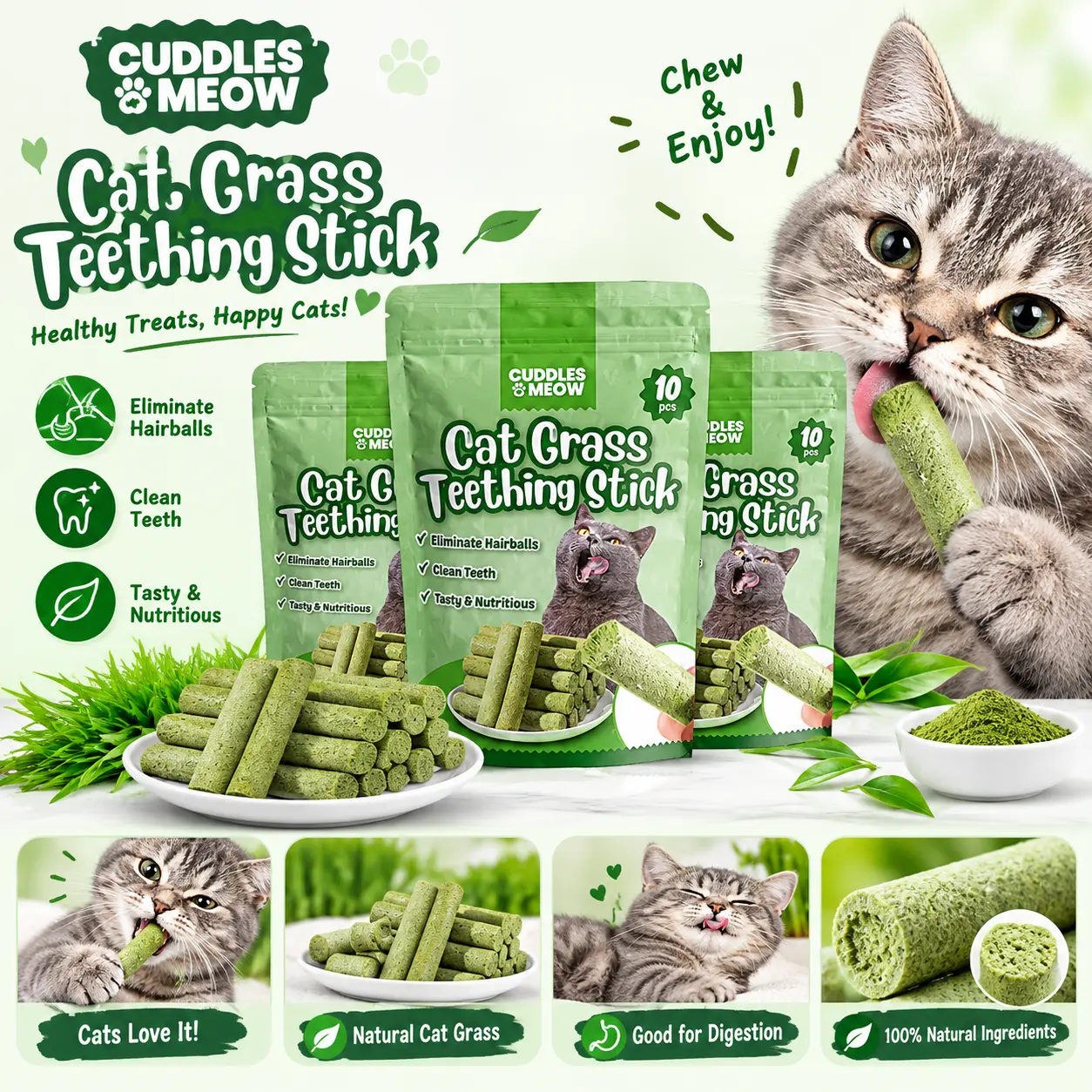 Cat Grass Teething Stick