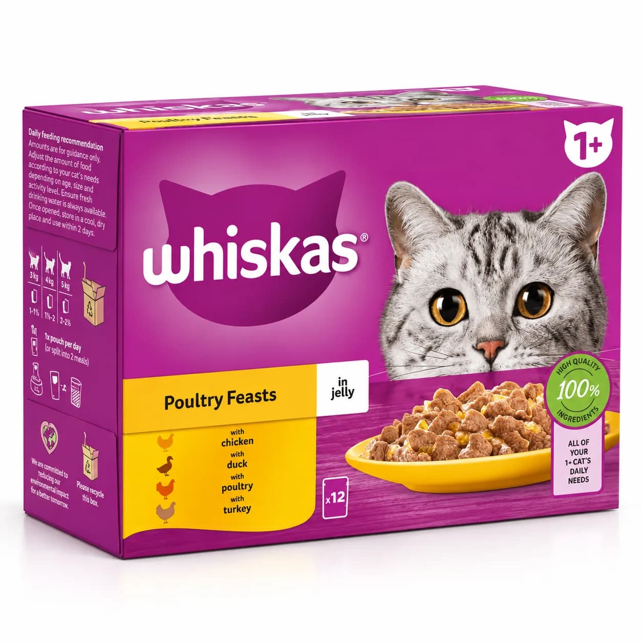 Whiskas Poultry Feasts in Jelly 1+ Adult Wet Cat Food Pouches