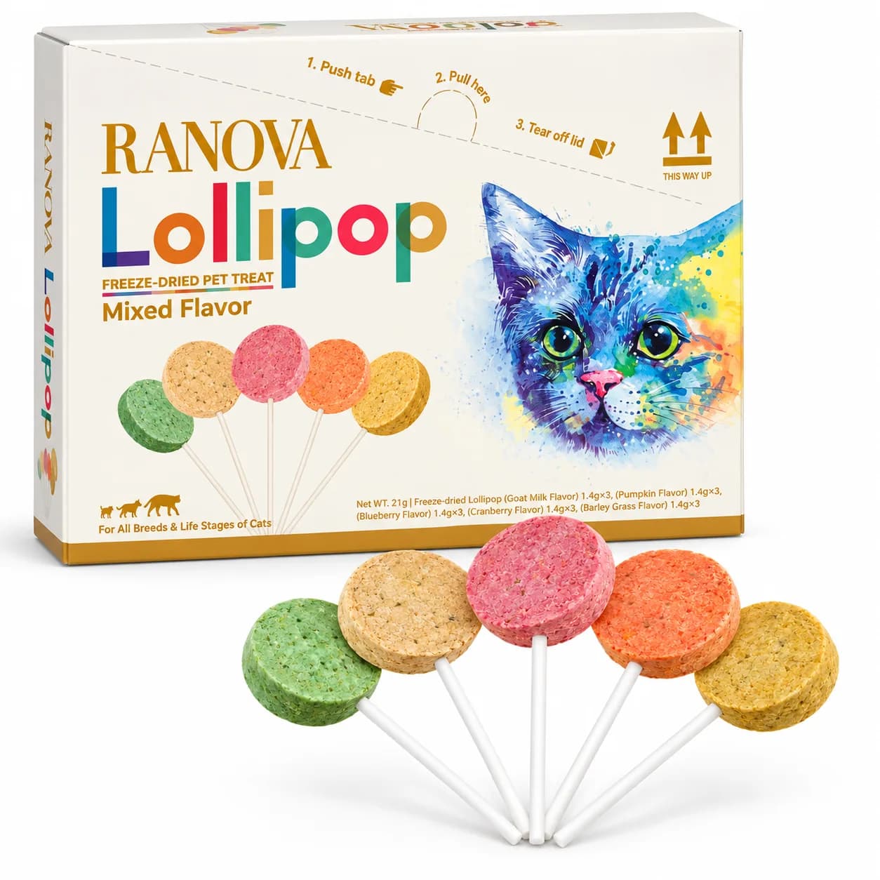 Ranova Pet Treat Mixed Pack Lollipop For Cat